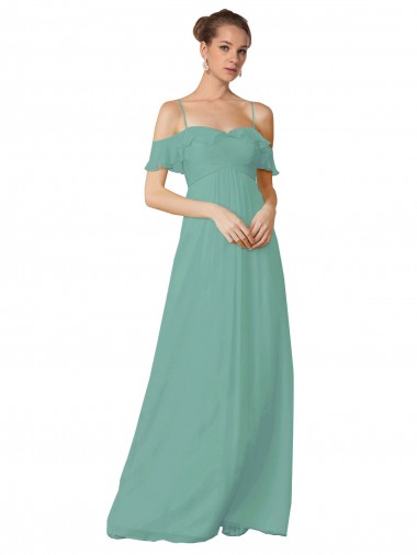 Best Hand-Ruched Chiffon Bridesmaid Dress with Flutter Sleeves Sydney