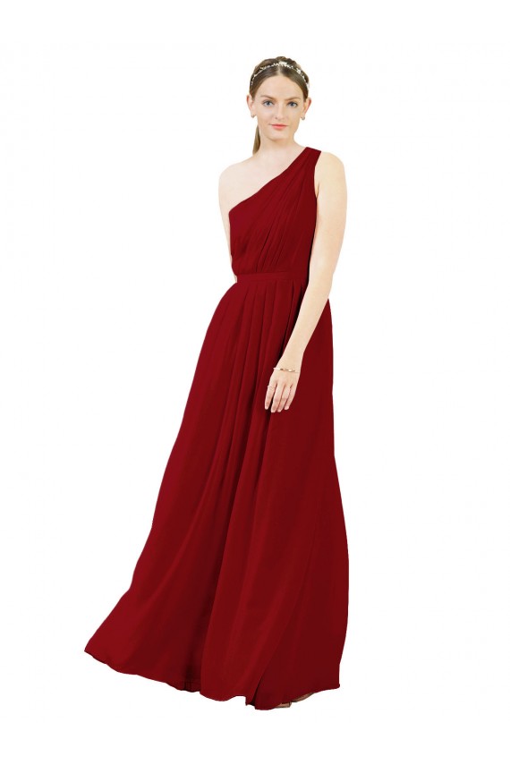 Best Draped One Shoulder Long Floor Length Chiffon Bridesmaid Dress Sydney