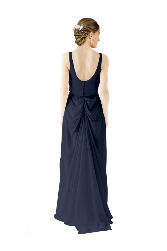 Best Scoop Neckline Fitted Long Chiffon Bridesmaid Dress Open Back Sydney