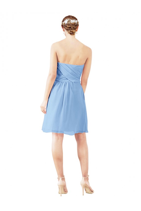 Best Short Knee Length Chiffon Cocktail Bridesmaid Dress with Twisted Strapless Sweetheart Neckline Sydney
