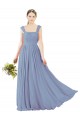 Best Square Neckline Sexy Open Back Long Chiffon Bridesmaid Dress Sydney