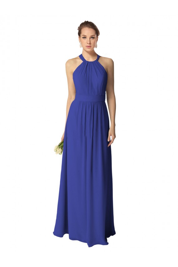Best Long Full Length Chiffon Halter Bridesmaid Dress Sydney