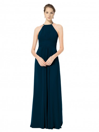 Best Spaghetti Strap Long Chiffon Halter A-Line Bridesmaid Dress Sydney