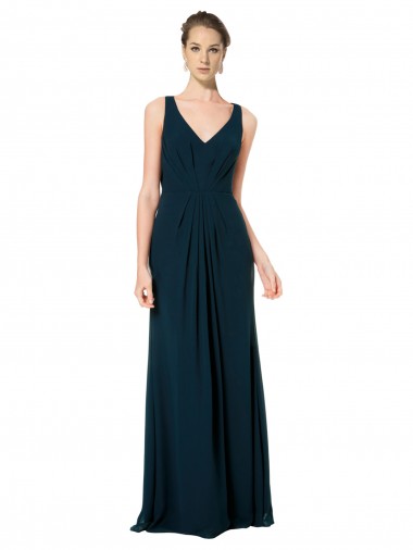Best Long Chiffon V-Neck Sleeveless Bridesmaid Dress with Large Keyhole Back Sydney