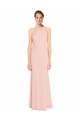 Best High Neck Long Chiffon Halter Bridesmaid Dress with Drape Chiffon Overlay Sydney