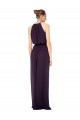 Best High Neck Long Chiffon Halter Bridesmaid Dress with Drape Chiffon Overlay Sydney