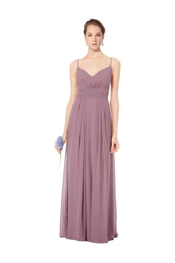 Best V-Neck Spaghetti Strap Open Back Long Chiffon Bridesmaid Dress Sydney