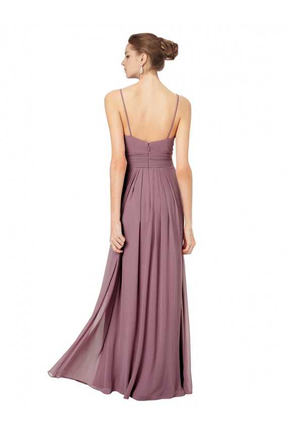Best V-Neck Spaghetti Strap Open Back Long Chiffon Bridesmaid Dress Sydney