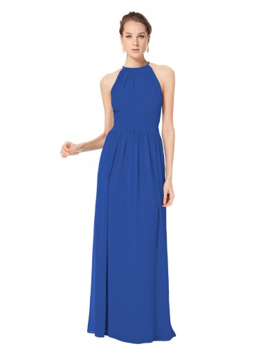 Best Long Chiffon High-Neck Sleeveless Bridesmaid Dress Sydney