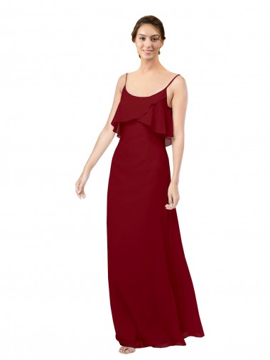Best Scoop Neck Chiffon Bridesmaid Dress with Spaghetti Straps and Low Back Sydney