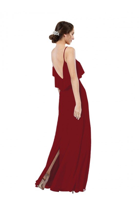 Best Scoop Neck Chiffon Bridesmaid Dress with Spaghetti Straps and Low Back Sydney