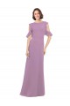 Best Long Chiffon Bridesmaids Dress with Flounced Sleeve Detail and Criss Cross Back Sydney