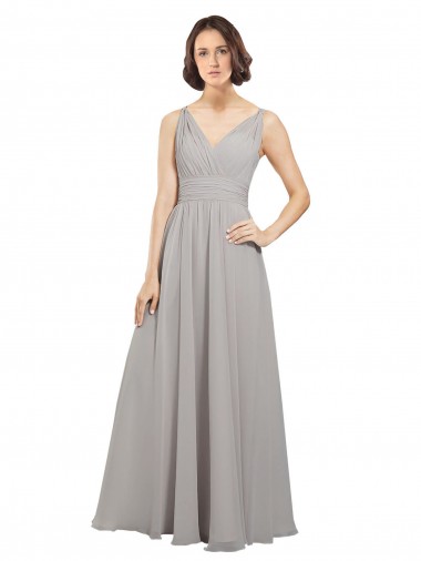 Best Twist Shouder Full Chiffon Bridesmaids Dress with V-Neckline and V-Back Sydney