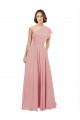 Best Chiffon Bridesmaids Dress with One Shoulder Flounced Sleeve Sydney
