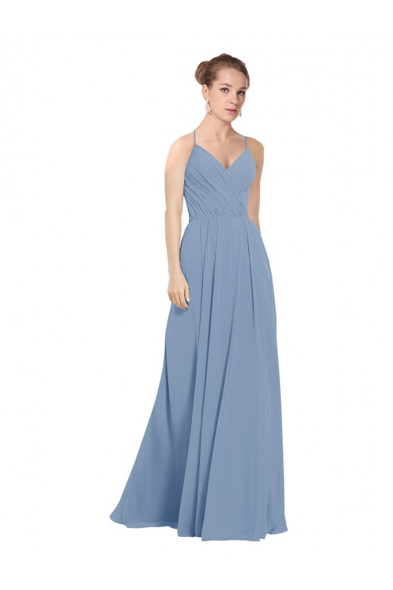 Best Chiffon Bridesmaids Dress with Draped V-Neck Bodice and Keyhole Back Sydney
