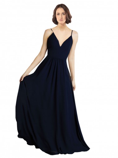 Best Simple Chiffon Bridesmaid Dress with Deep V-Neckline Sydney