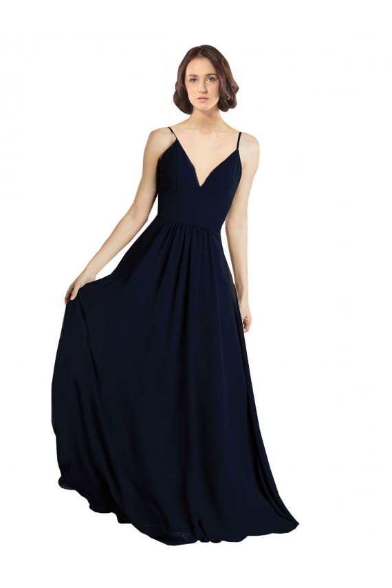 Best Simple Chiffon Bridesmaid Dress with Deep V-Neckline Sydney