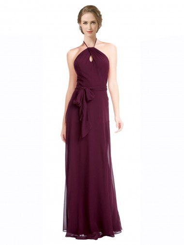 Best Full Length Chiffon Bridesmaid Dress with Halter Top Sydney