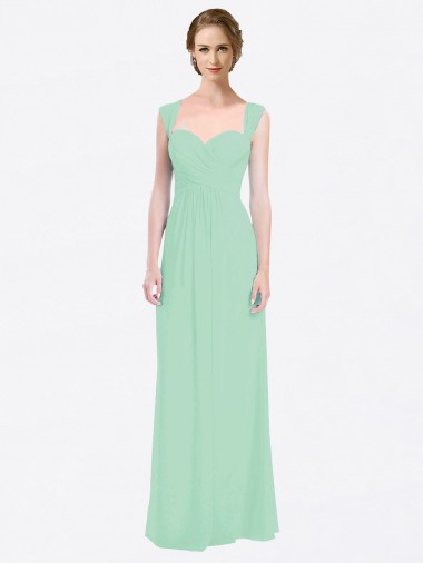 Best Long Chiffon Bridesmaid Dress with a Sweetheart Neckline and Pleated Shoulder Straps Sydney