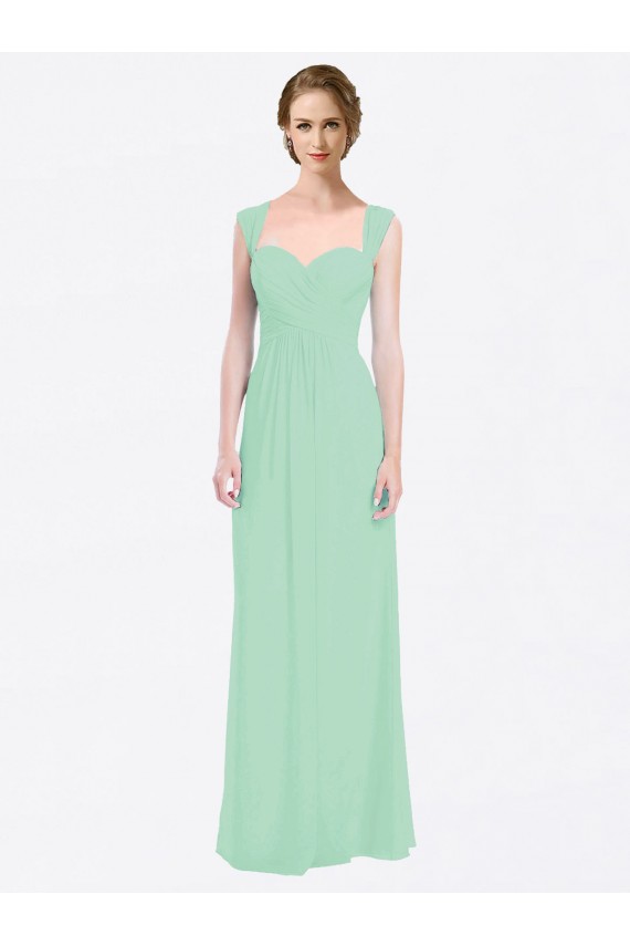 Best Long Chiffon Bridesmaid Dress with a Sweetheart Neckline and Pleated Shoulder Straps Sydney