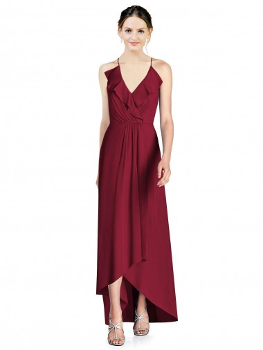Best Draped V-Neck High Low Chiffon Bridesmaid Dress Sydney