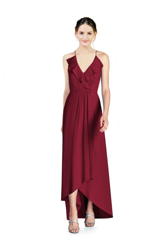Best Draped V-Neck High Low Chiffon Bridesmaid Dress Sydney