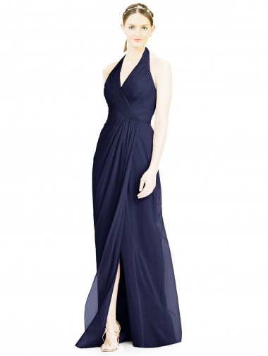 Best V-Neck Halter Chiffon Bridesmaid Dress with Side Front Slit Sydney
