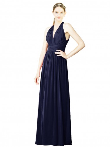 Best V-Neck Halter Long Open Back Chiffon Bridesmaid Dress Sydney
