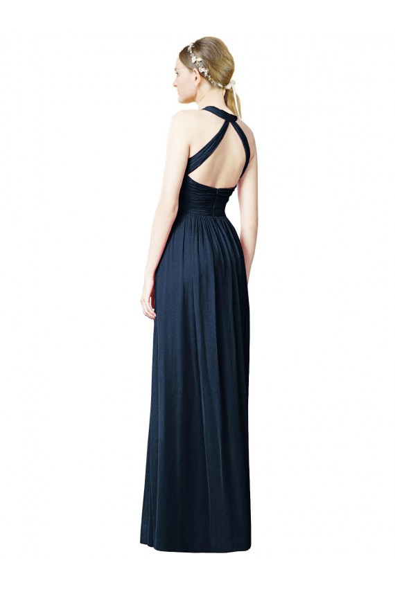Best V-Neck Halter Long Open Back Chiffon Bridesmaid Dress Sydney