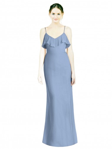 Best Deep Open Back Long Chiffon V-Neck Bridesmaid Dress Sydney