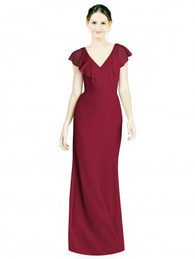 Best V-Neck V-Back Long Chiffon Bridesmaid Dress Sydney