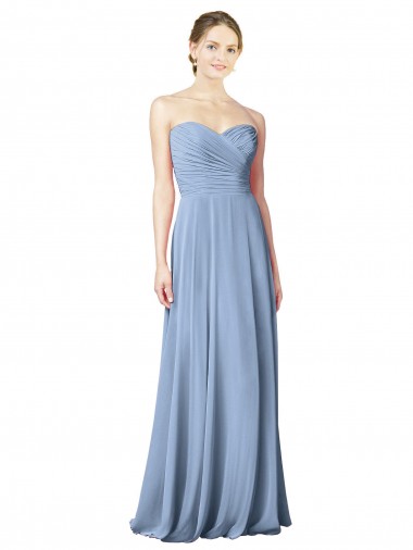 Best Draped Strapless Sweetheart Full Length Chiffon Bridesmaid Dress Sydney