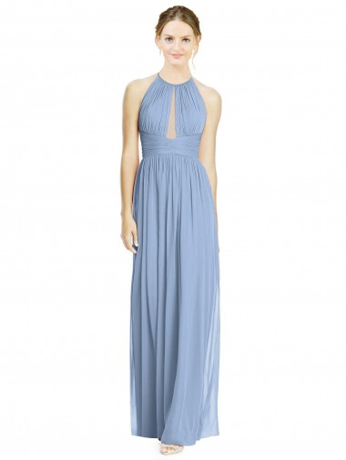 Best Open Back Long Chiffon Halter Bridesmaid Dress Sydney
