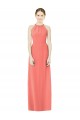 Best Open Back Shirred Halter Chiffon Bridesmaid Dress Sydney