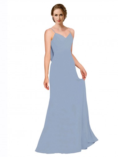 Best Cowl Back Long Chiffon Slip Bridesmaid Dress with Straps Sydney
