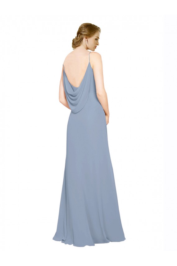 Best Cowl Back Long Chiffon Slip Bridesmaid Dress with Straps Sydney