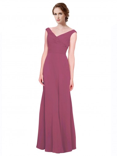 Best V-Neckline Long Chiffon Bridesmaid Dress with Wide V-Back Sydney