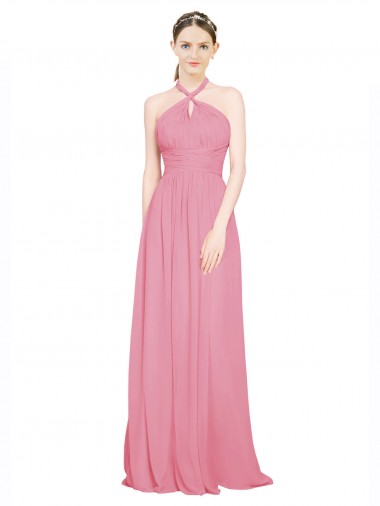 Best Halter Neck Keyhole A-Line Chiffon Bridesmaid Dress Sydney
