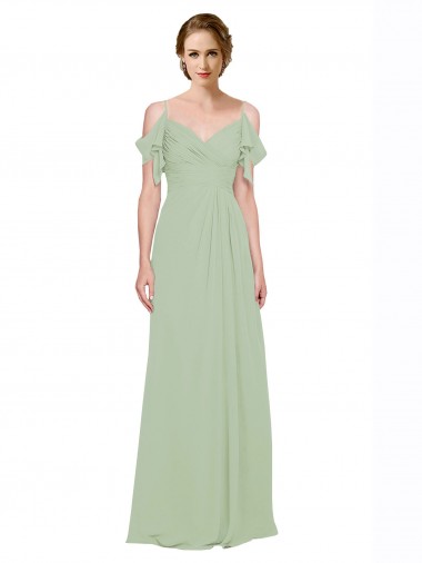 Best Split Cold Shoulder Draped A-Line Chiffon Bridesmaid Dress Sydney