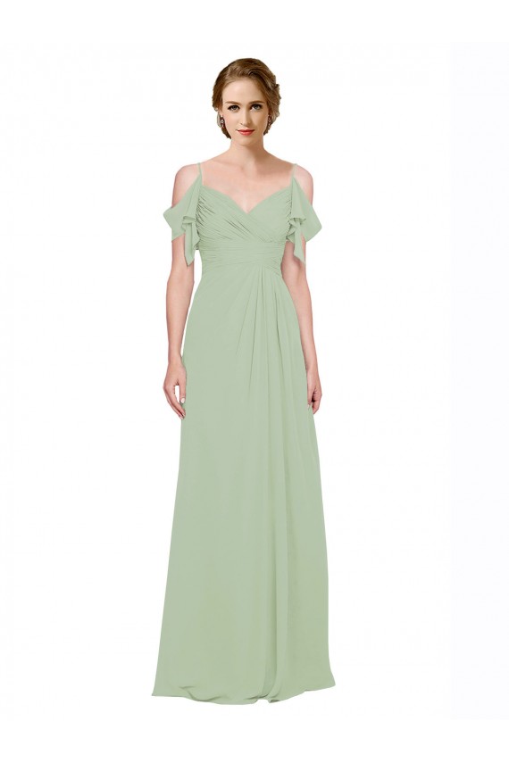 Best Split Cold Shoulder Draped A-Line Chiffon Bridesmaid Dress Sydney