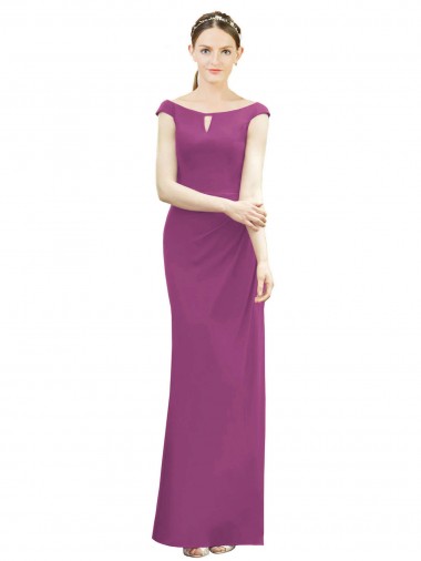 Best Full Length Long Chiffon Bridesmaid Dress with Boat Neck Sydney