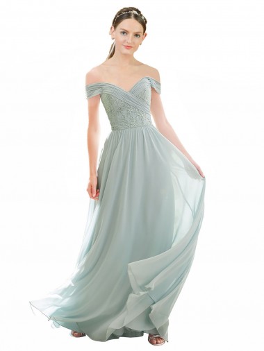 Best Romantic Bridesmaid Dress with Embroidered Off the Shoulder Bodice Sydney