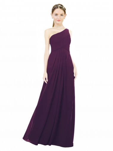 Best One Shoulder Chiffon Bridesmaid Dress with Draped Bodice Sydney