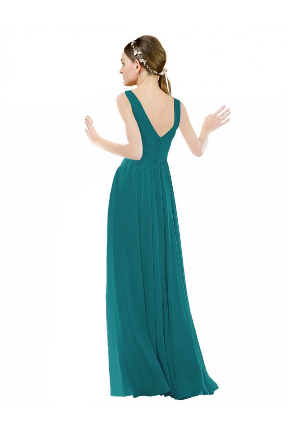 Best Figure Flattering Chiffon Bridesmaid Dress with Draped V-Neck Bodice Sydney