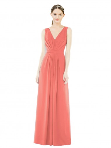 Best V-Neck V-Back Sleeveless Chiffon Bridesmaid Dress Sydney