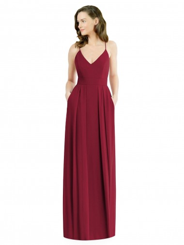 Best Pleated Skirt Chiffon Maxi Bridesmaid Dress with Pockets Sydney