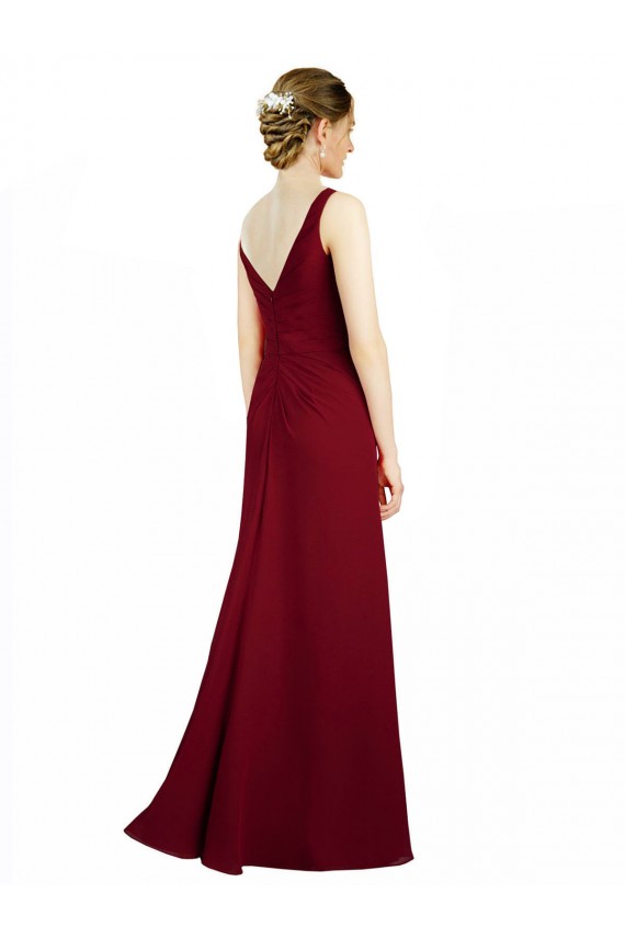 Best Twist-Knot V-Neckline Long Chiffon Bridesmaid Dress Sydney