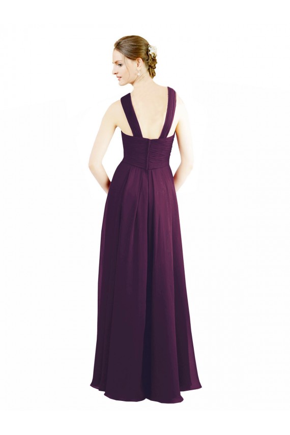 Best Draped Long Chiffon Bridesmaid Dress with Unique Crossed Neckline Sydney