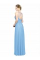 Best Double Straps Shoulder V-Neck Sheath Chiffon Bridesmaid Dress with Keyhole Back Sydney