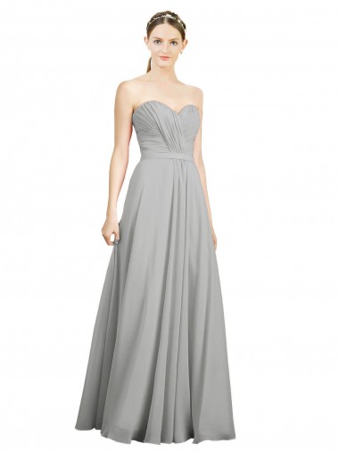 Best Sweetheart Strapless Draped Long Chiffon Bridesmaid Dress Sydney
